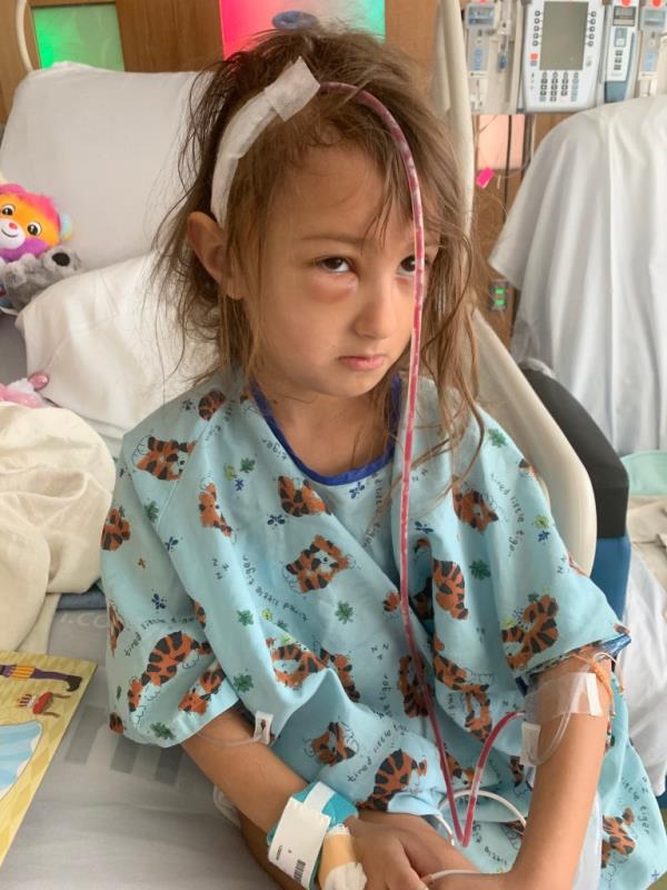 A post-surgery picture of Zoey Seth, 6.