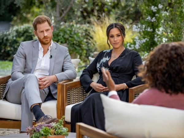 Harry and Meghan during an interview with Oprah Winfrey.