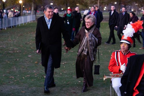 Christmas tree lighting ceremony at the U.S. Capitol, featuring Sen. Joe Manchin and his wife Gayle, in front of a 63-foot Norway spruce.