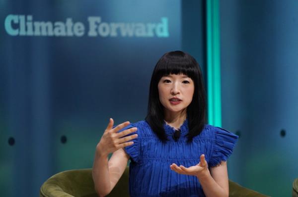 Marie Ko<em></em>ndo speaking at New York Times Climate Forward Summit 2023 on Sept. 21, 2023.