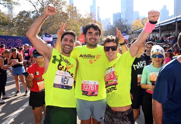 Nev Schulman, Francesco Magisano, Tom Flaherty at NYC Marathon 