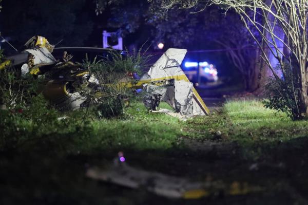 Damaged Cessna plane in the front yard of a Savannah home after crash on October 13, 2024