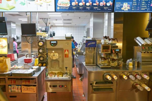 McDonald's kitchen, including ice cream machine.