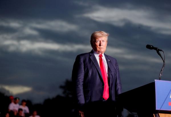 Former President Do<em></em>nald Trump speaks to his supporters during the Save America Rally at the Sarasota Fairgrounds in Sarasota, Florida, U.S. July 3, 2021.