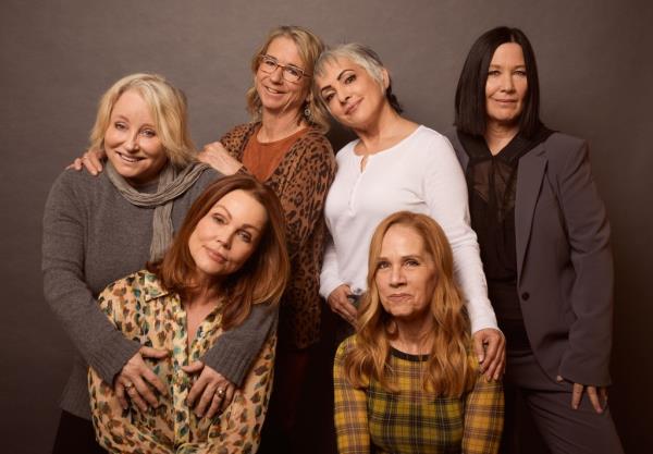 Gina Schock, Belinda Carlisle, Alison Ellwood, Jane Wiedlin, Charlotte Caffey, and Kathy Valentine from The Go-Gos poses for a portrait at the Pizza Hut Lounge on January 25, 2020 in Park City, Utah.