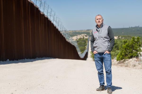 Gunderson visiting the border wall in southern California on May 29, 2024.