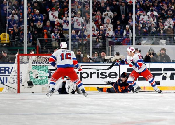 Rangers left wing Artemi Panarin scores the game winning goal in over time