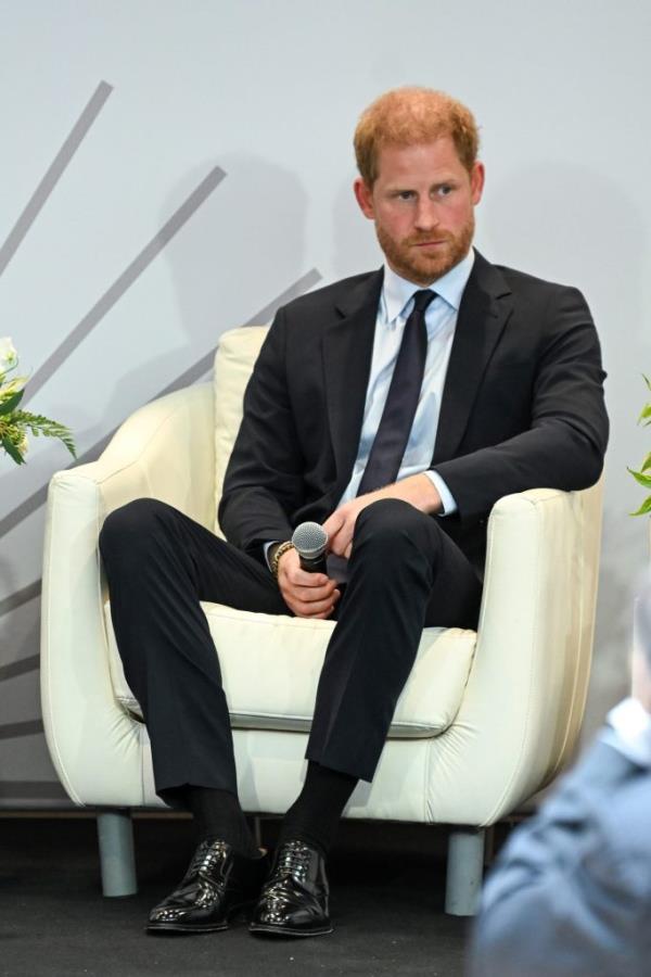 Prince Harry, Duke of Sussex, speaking o<em></em>nstage at The Archewell Foundation Parents’ Summit on Mental Wellness in the Digital Age, New York City, 2023