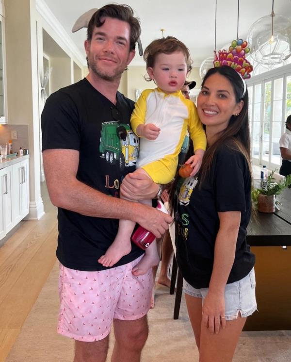 John Mulaney and Olivia Munn with their son