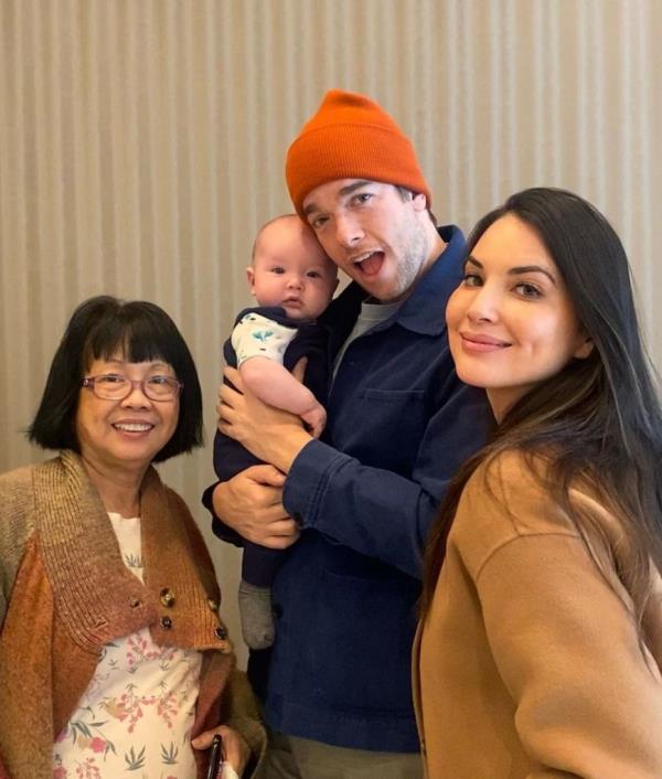 Olivia Munn with her mom, son and husband