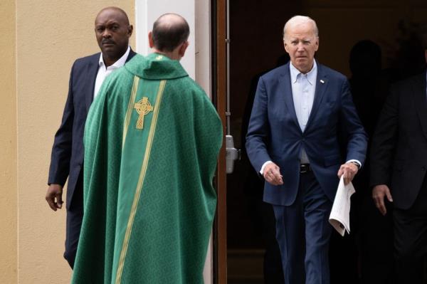 Biden leaves Saint Joseph on the Brandwine Roman Catholic Church in Wilmington, Delaware after attending mass on Oct. 16, 2022.