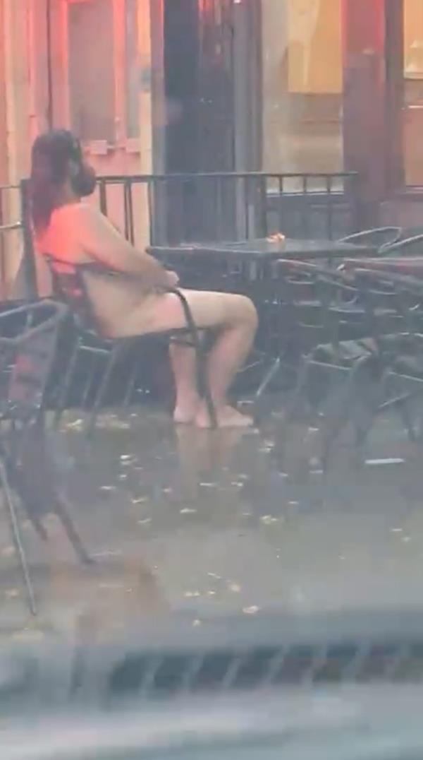 Video screen grabs showing a naked man pleasing himself in public. 