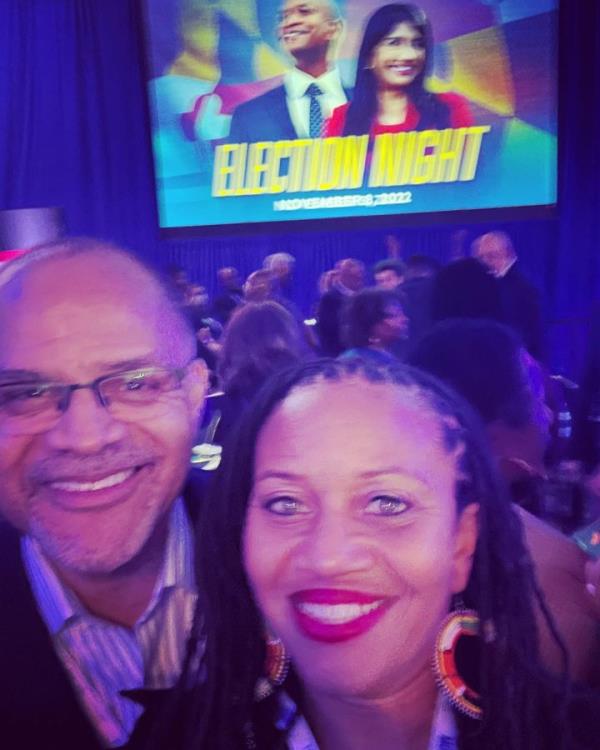 David Banks, New York City Schools Chancellor posing with Deputy Mayor Sheena Wright in photo from her instagram dated November 2022. 