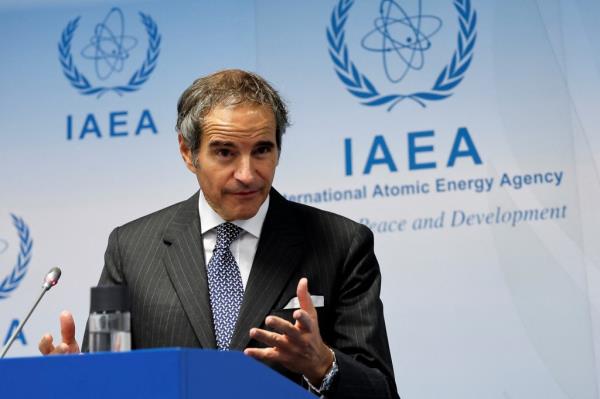 Director General of the Internatio<em></em>nal Atomic Energy Agency (IAEA) Rafael Grossi holds a press co<em></em>nference on the opening day of a quarterly meeting of the agency's 35-nation Board of Governors in Vienna, Austria, November 22, 2023.