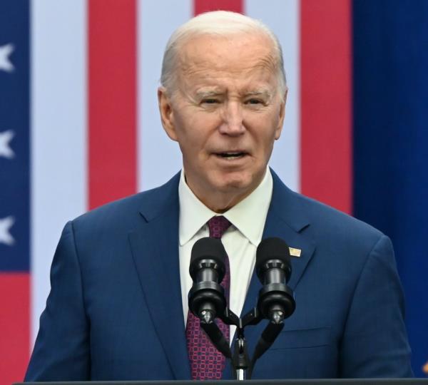 President of the United States Joe Biden is delivering remarks on lowering costs for American families and presenting his vision in co<em></em>ntrast to former U.S. President Do<em></em>nald J. Trump at the YMCA Allard Center in Goffstown, New Hampshire, United States, on March 11, 2024.