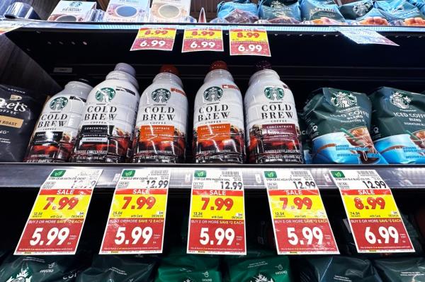 Prices are displayed at a grocery store in Chicago.