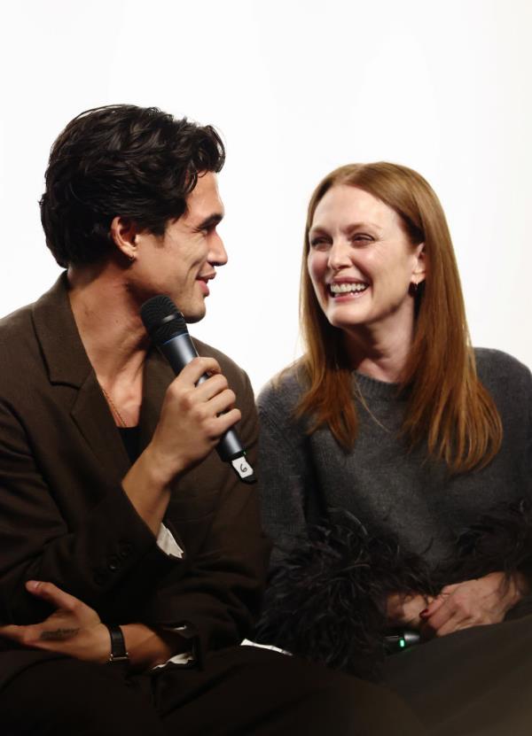 Charles Melton and Julianne Moore