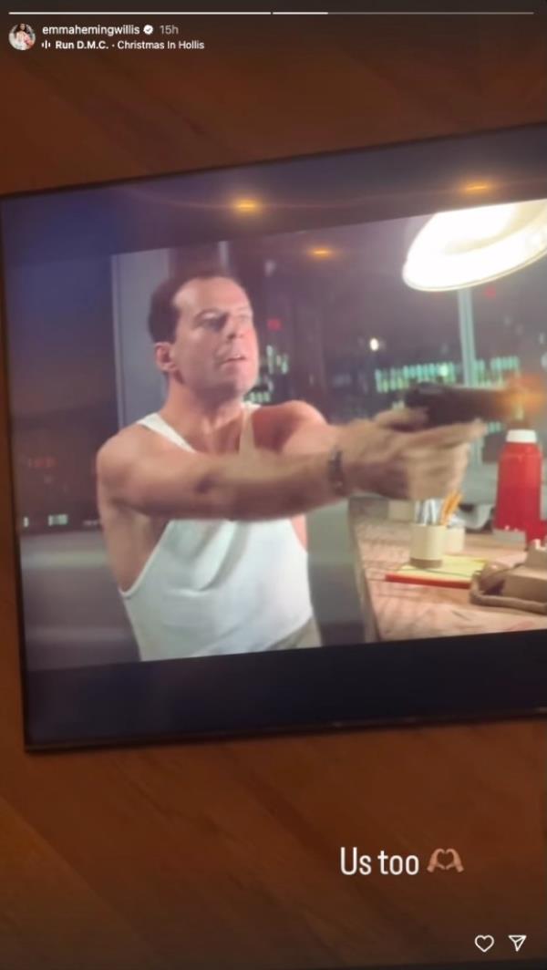 In the story, a much younger Willis can be seen holding a gun while dressed in a white tank top. The entire clip is set to Run D.M.C.'s 