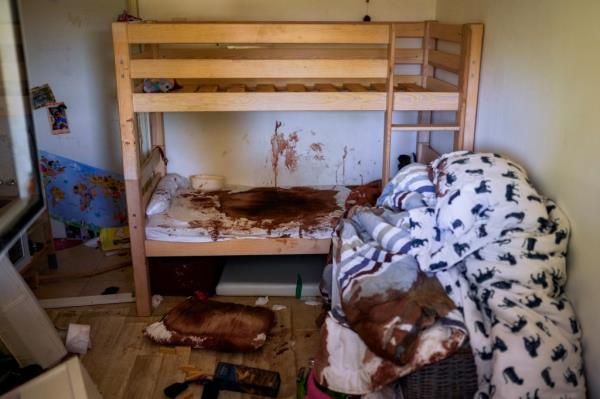 Kibbutz Nir Oz saw some of the worst violence of the invasion, with blood seen splattered on children's bedrooms. 