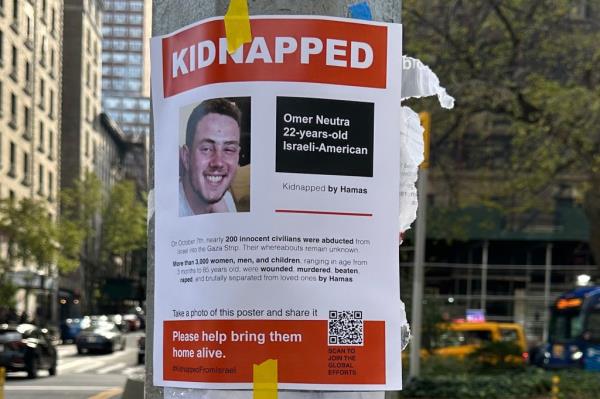 Hostages posters of Omer were hung in Manhattan's Upper West Side.