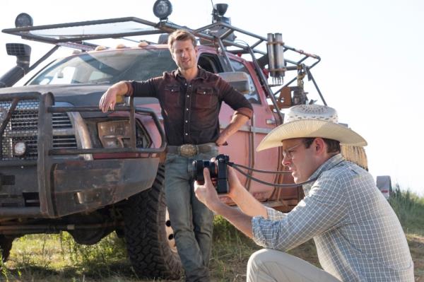 Glen Powell and Harry Hadden-Paton in a scene from 