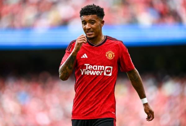 Jadon Sancho playing for Manchester United