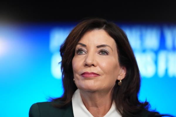 New York State Governor Kathy Hochul speaks during a news co<em></em>nference on relaunching co<em></em>ngestion pricing on Thursday, November 14, 2024.