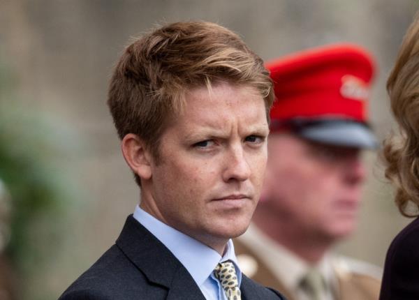 Hugh Grosvenor, the Duke of Westminster, attending a Co<em></em>nsecration Service in Leeds, England in formal suit and tie