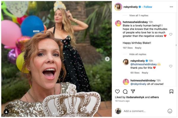 Robyn Lively wished her younger sister, Blake Lively, a happy birthday.