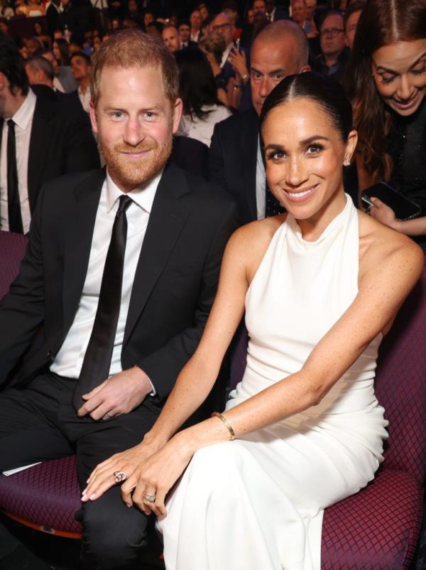 Prince Harry and Meghan, Duchess of Sussex, seated at the 2024 ESPY Awards in Hollywood, California