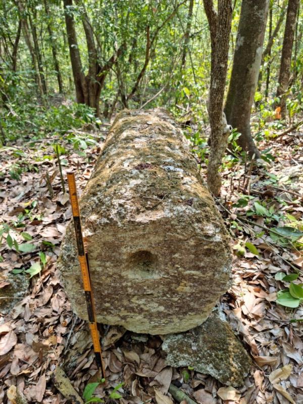 A stone column is pictured.