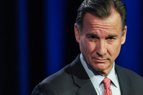 Former co<em></em>ngressman Tom Suozzi, D-N.Y., listening intently during a New York governor primary debate at WCBS2-TV studios in New York.