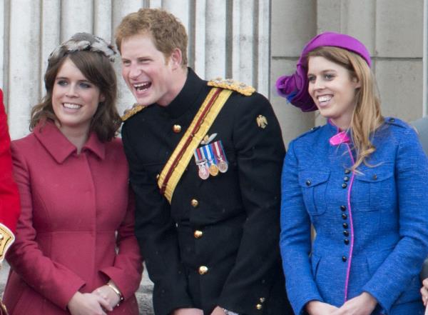 Prince Harry with Princess  Eugenie and Princess Beatrice 