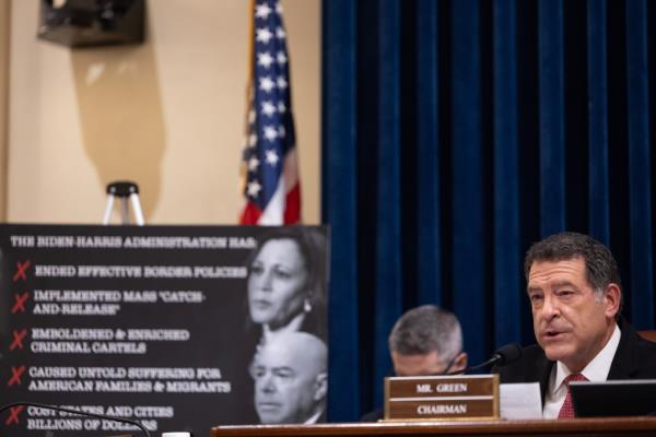 Rep. Mark Green (R-TN) chairman of the House Homeland Security Committee during the hearing at the US Capitol on September 18, 2024 in Washington, DC.