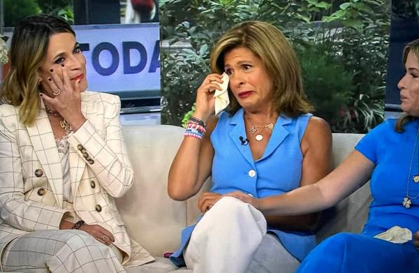 Hoda Kotb crying as she announces her departure from the Today Show on September 26th, 2024