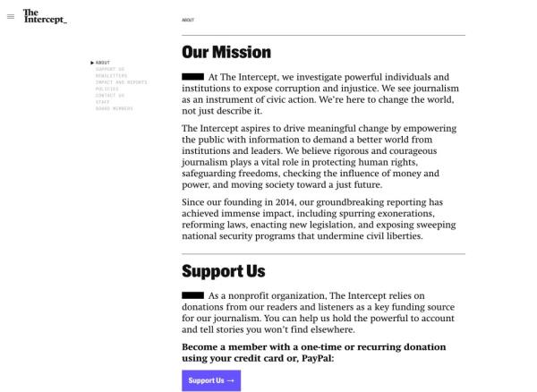 The Intercept has sought to solicit do<em></em>nations from small do<em></em>nors and philanthropic organizations.