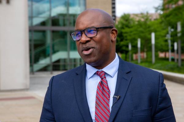 Rep. Jamaal Bowman, D-N.Y., at a campaign stop in White Plains, New York on June 11, 2024, amid political tension over Israel-Hamas conflict