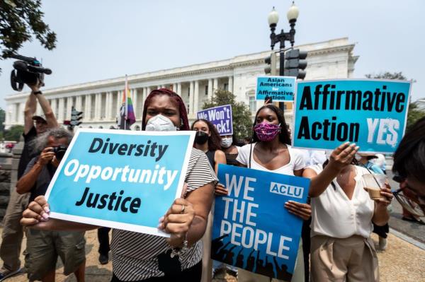 A pro-affirmative action demo<em></em>nstration outside the Supreme Court after the court ruled against the practice for admissions.