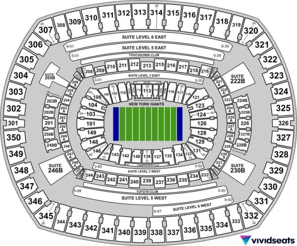 A map of East Rutherford, NJ's MetLife Stadium.