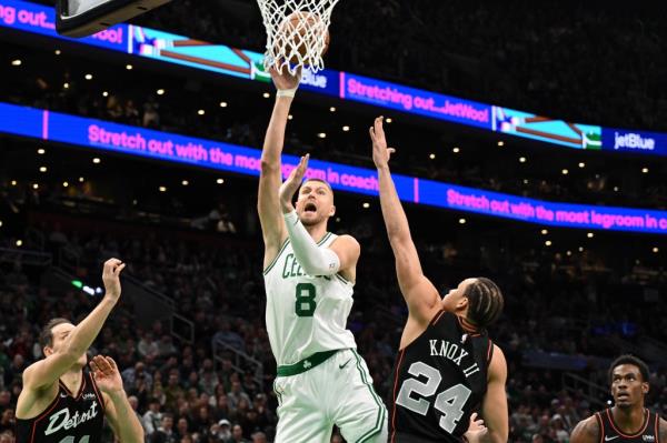 Kristaps Porzingis #8 of the Boston Celtics has been an excellent addition. 