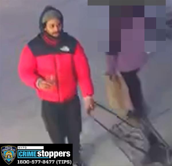 A surveillance image of the suspect who cops believe slashed a man who co<em></em>nfronted him for urinating on a car in the East Village.