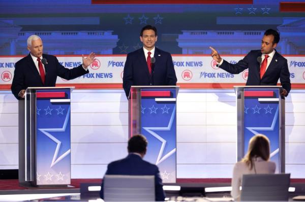 Former Vice President Mike Pence, Florida Gov. Ron DeSantis and entrepreneur Vivek Ramaswamy