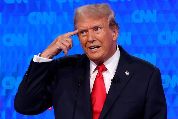 President Do<em></em>nald Trump participates in the CNN Presidential Debate at the CNN Studios on June 27, 2024 in Atlanta, Georgia. 