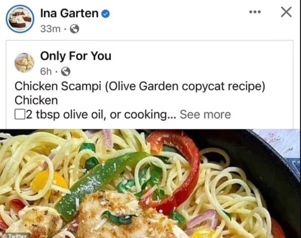 Ina Garten's Facebook page was hacked last week. 