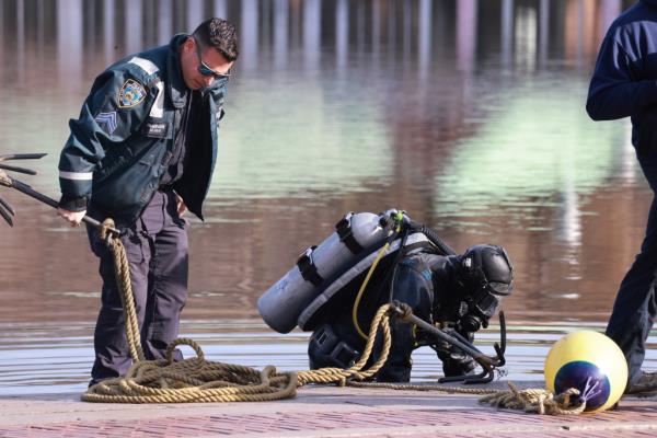 NYPD divers in Central Park.