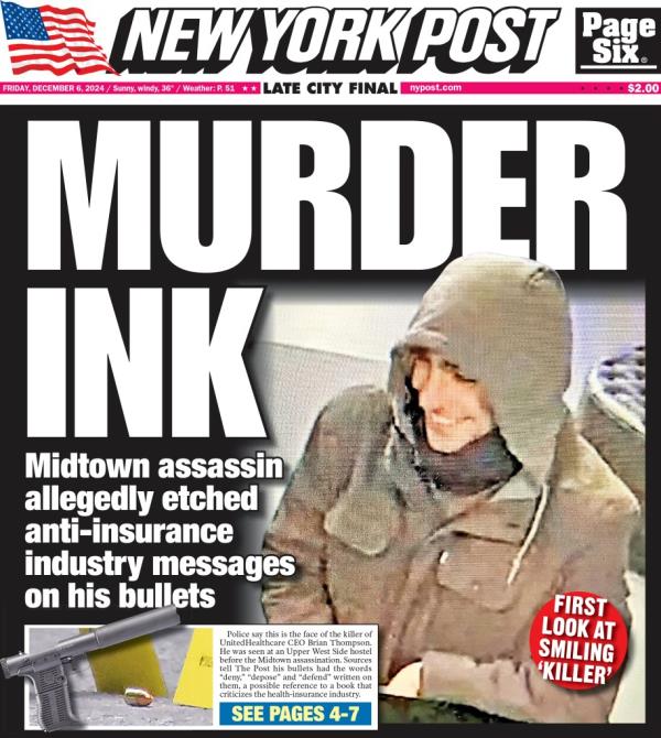 New York Post front page. 