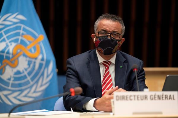 Tedros Adhanom Ghebreyesus, Director General of the World Health Organization (WHO) attends a session on the coro<em></em>navirus disease (COVID-19) outbreak respo<em></em>nse of the WHO Executive Board in Geneva, Switzerland, October 5, 2020. 