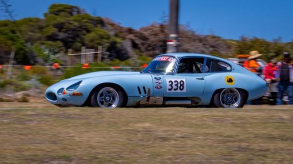 Vintage cars during the Denison Foreshore Sprint.