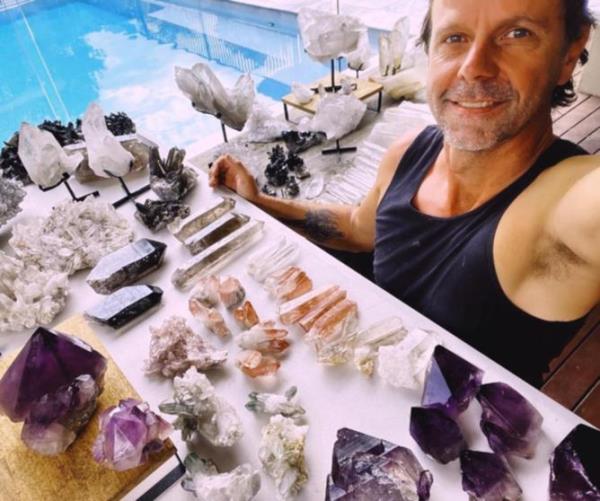 Patrick Gundersen and his home crystal collection.