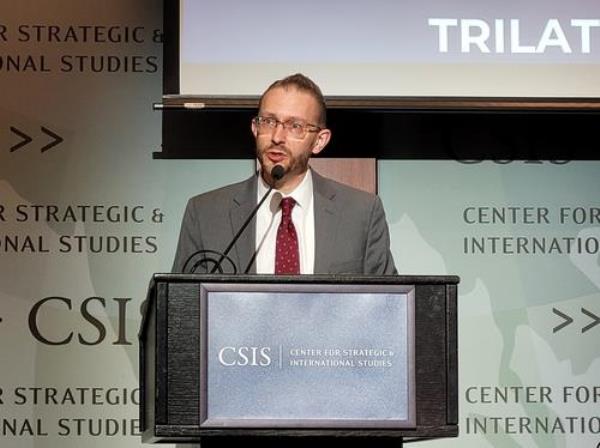 Robert Koepcke, deputy assistant secretary of state for Japan, Korea and Mongolia, speaks during a forum hosted by the Center for Strategic and Internatio<em></em>nal Studies in Washington on Feb. 12, 2024. (Yonhap) 